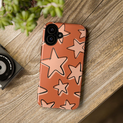 Burnt Orange Doodle Star Phone Case