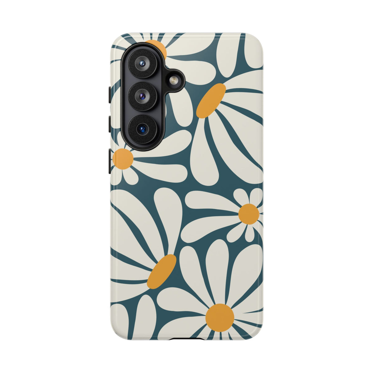 Retro Blue Daisy Pattern Phone Case - Blue Phone Case - Samsung Galaxy S26 / Glossy
