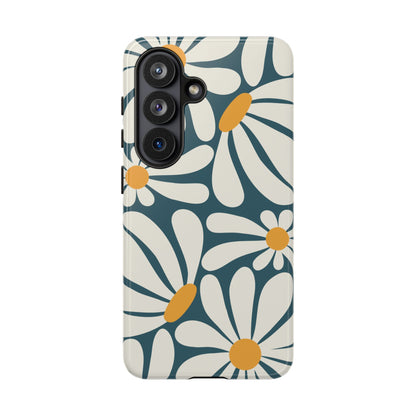 Retro Blue Daisy Pattern Phone Case - Blue Phone Case - Samsung Galaxy S26 / Glossy