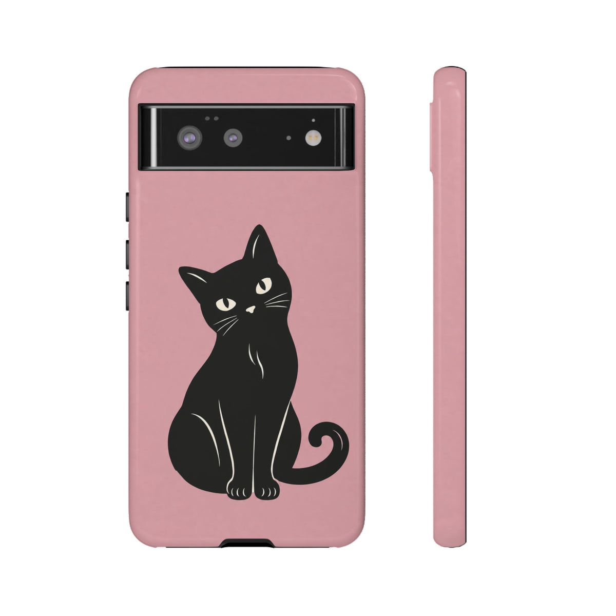 Minimalist Blush Pink & Black Cat Phone Case