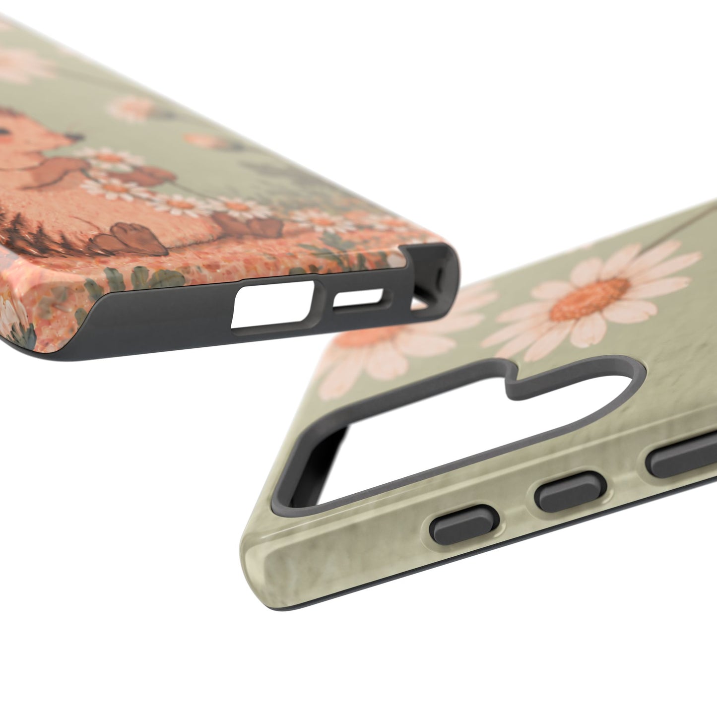 Whimsical Sage Green Hedgehog and Daisy Chain Phone Case - Green Phone Case