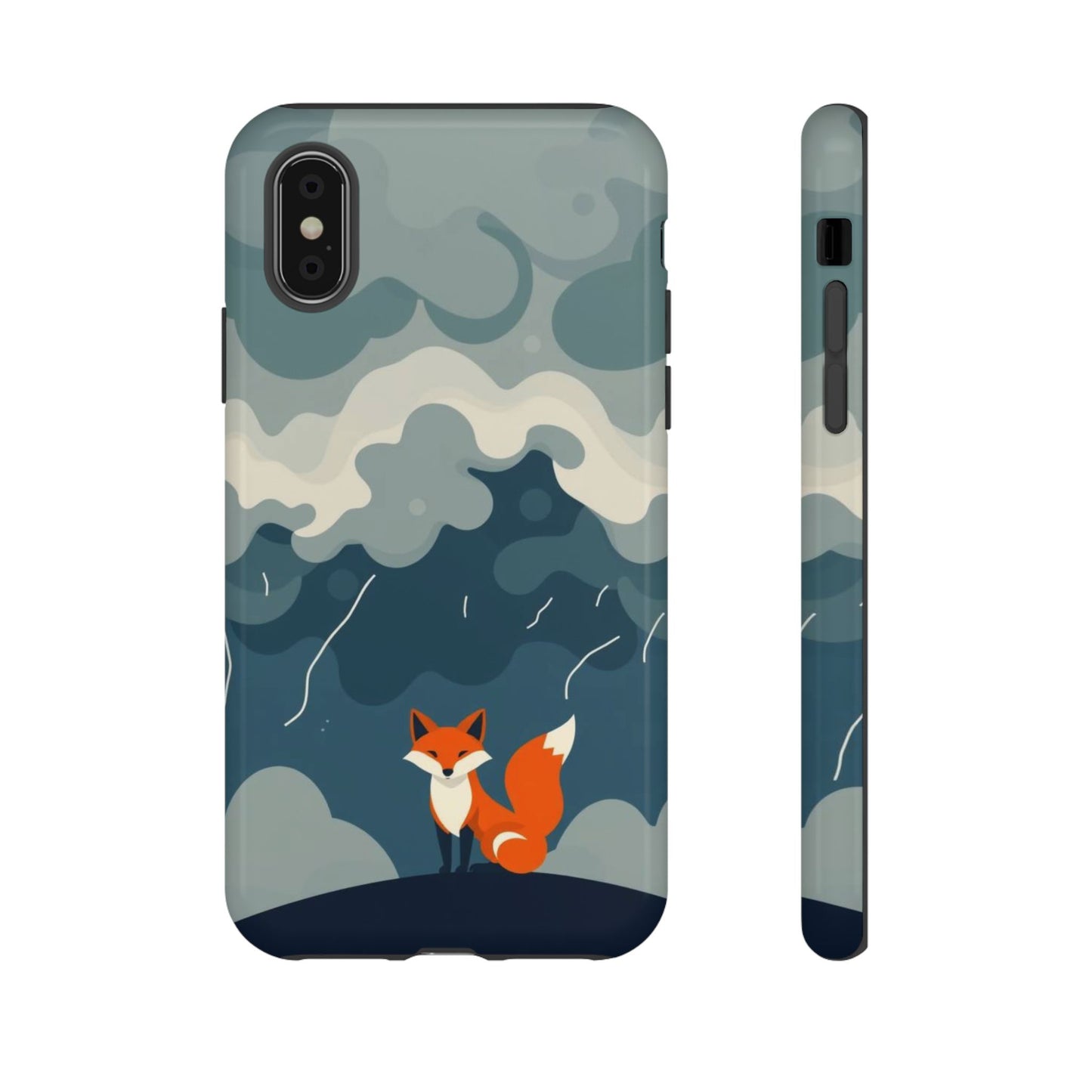 iPhone XS / Glossy Phone Case - Stormy Fox Design Phone Case