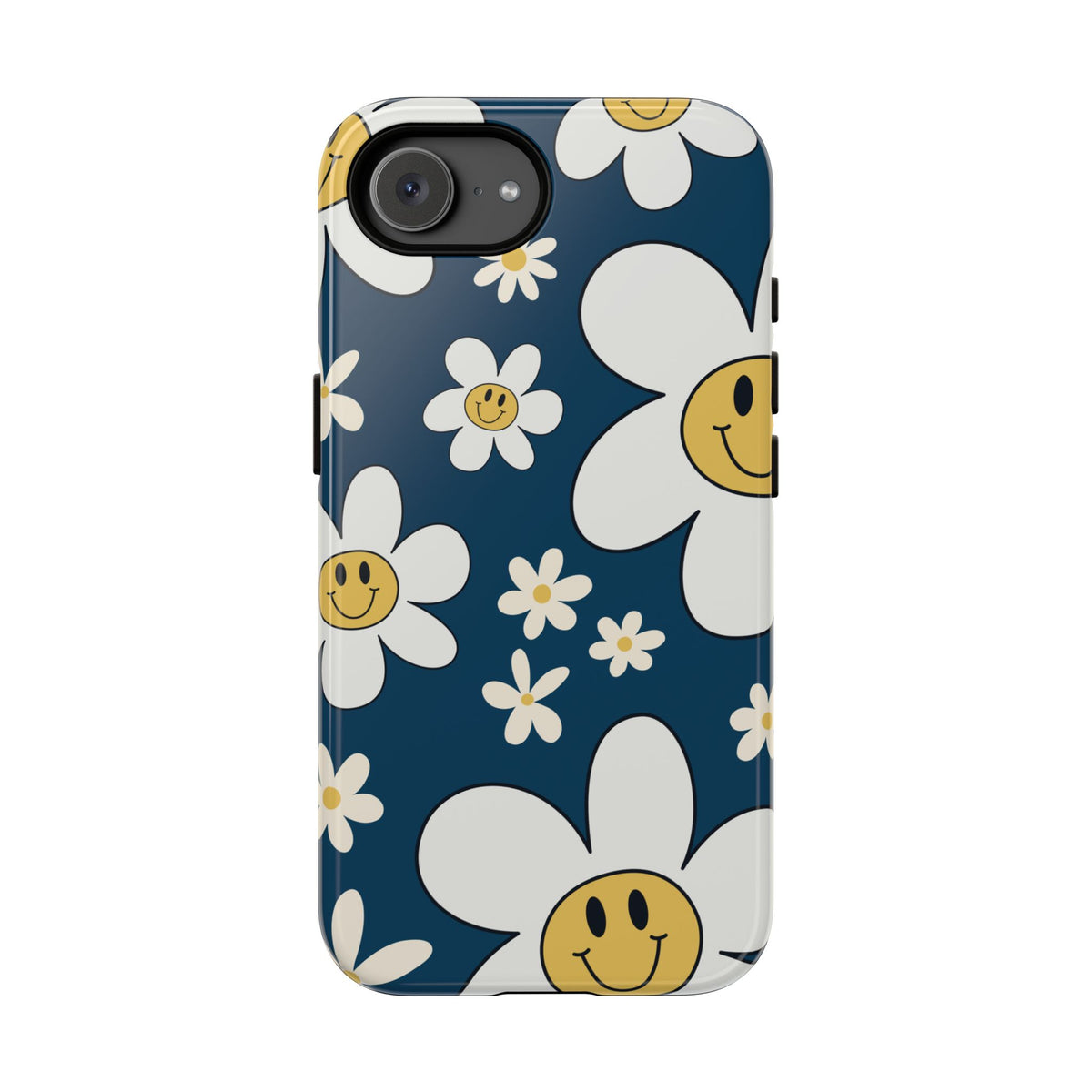 Fun Retro Daisy Pattern with Blue Background Phone Case - Blue Phone Case - iPhone 17e / Glossy
