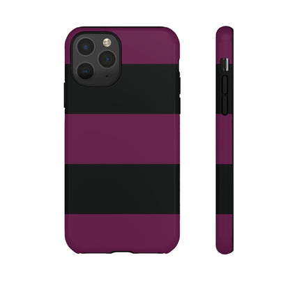 iPhone 11 Pro / Glossy Phone Case - Purple & Black Horizontal Stripe Pattern Phone Case