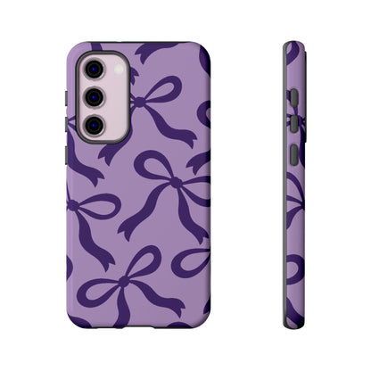 Bold Lilac and Deep Purple Bow Pattern Phone Case - Purple Phone Case - Samsung Galaxy S23 Plus / Glossy