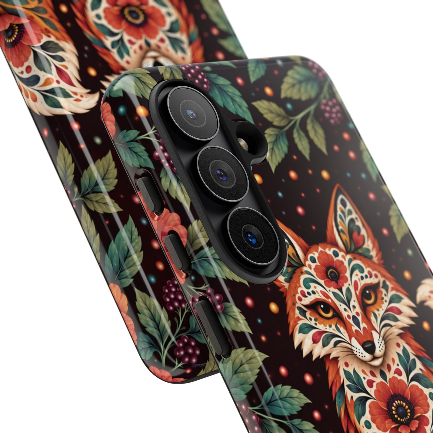 Vibrant Terracotta and Teal Calavera Fox Phone Case - Multicolor Phone Case