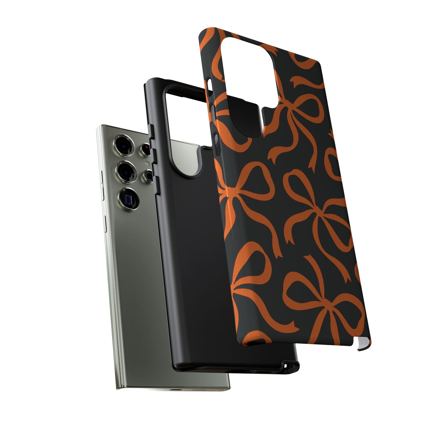 Bold Black and Burnt Orange Bow Pattern Phone Case