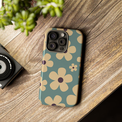 Cute Blue & Cream Daisy Pattern Phone Case - Blue Phone Case