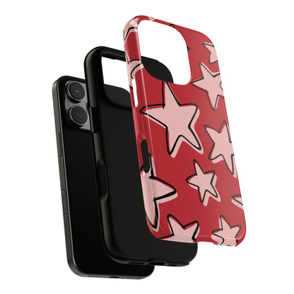 Cherry Red Doodle Star Phone Case