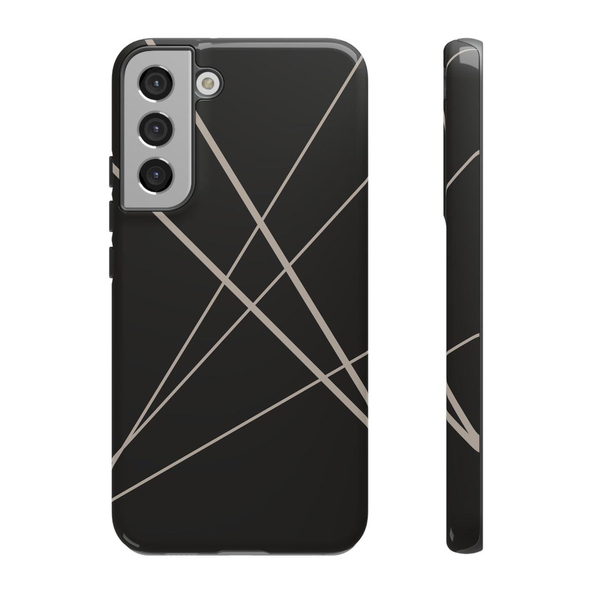 Abstract Black with Grey Lines Phone Case - Black Phone Case - Samsung Galaxy S22 Plus / Glossy