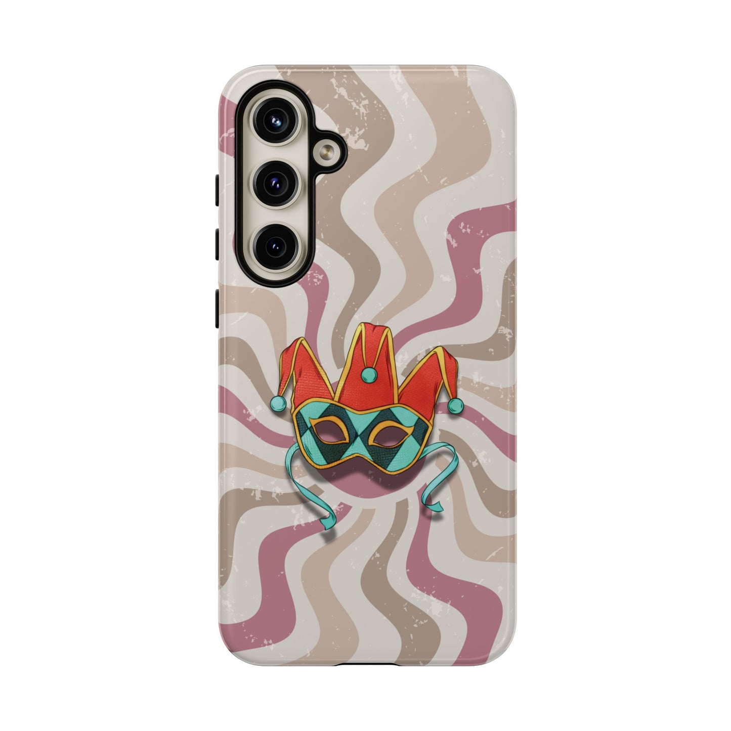 Venetian Jester Mask – Pink Retro Soft Revival Phone Case - Pink Phone Case - Samsung Galaxy S24 Plus / Glossy