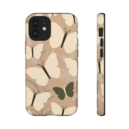 Minimalist Beige Butterfly Pattern Phone Case - Beige Phone Case - iPhone 12 Mini / Glossy