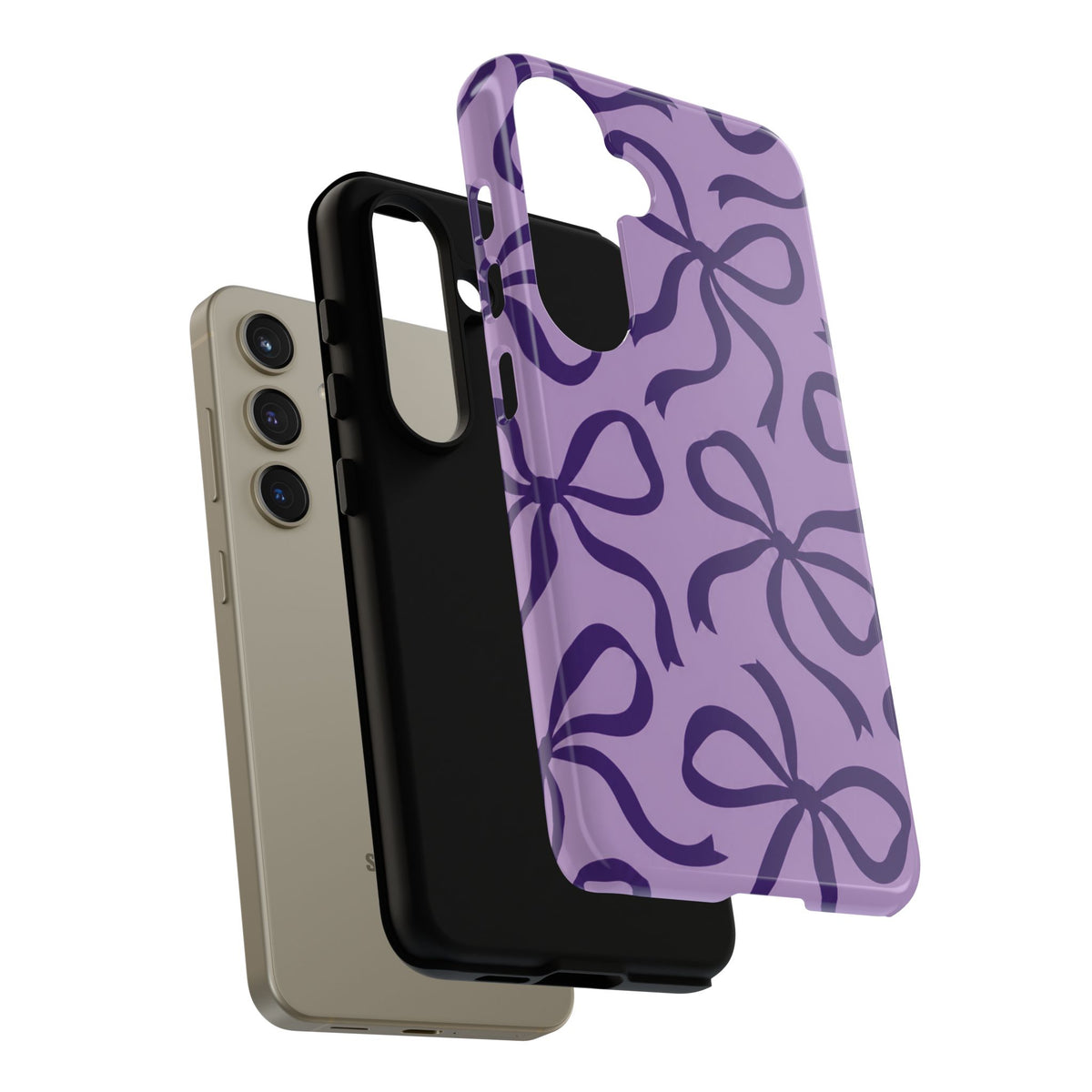 Bold Lilac and Deep Purple Bow Pattern Phone Case