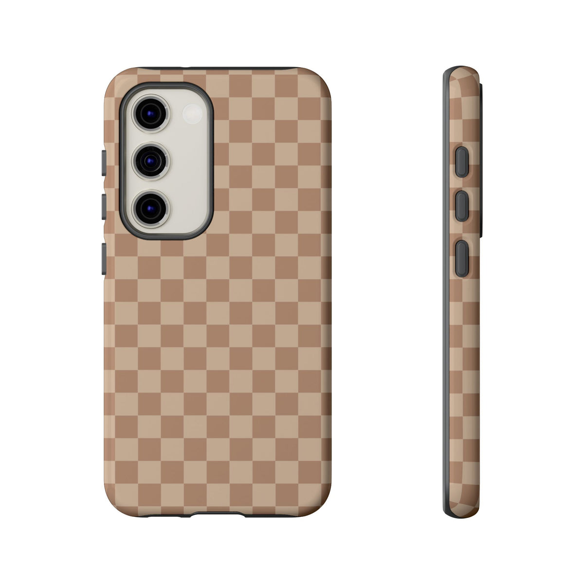 Bold Tan Small Checked Pattern Phone Case - Brown Phone Case - Samsung Galaxy S23 / Glossy