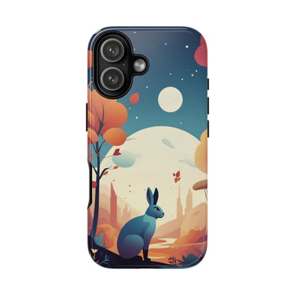 iPhone 17 / Glossy Phone Case - Stylised Blue Hare Design Phone Case