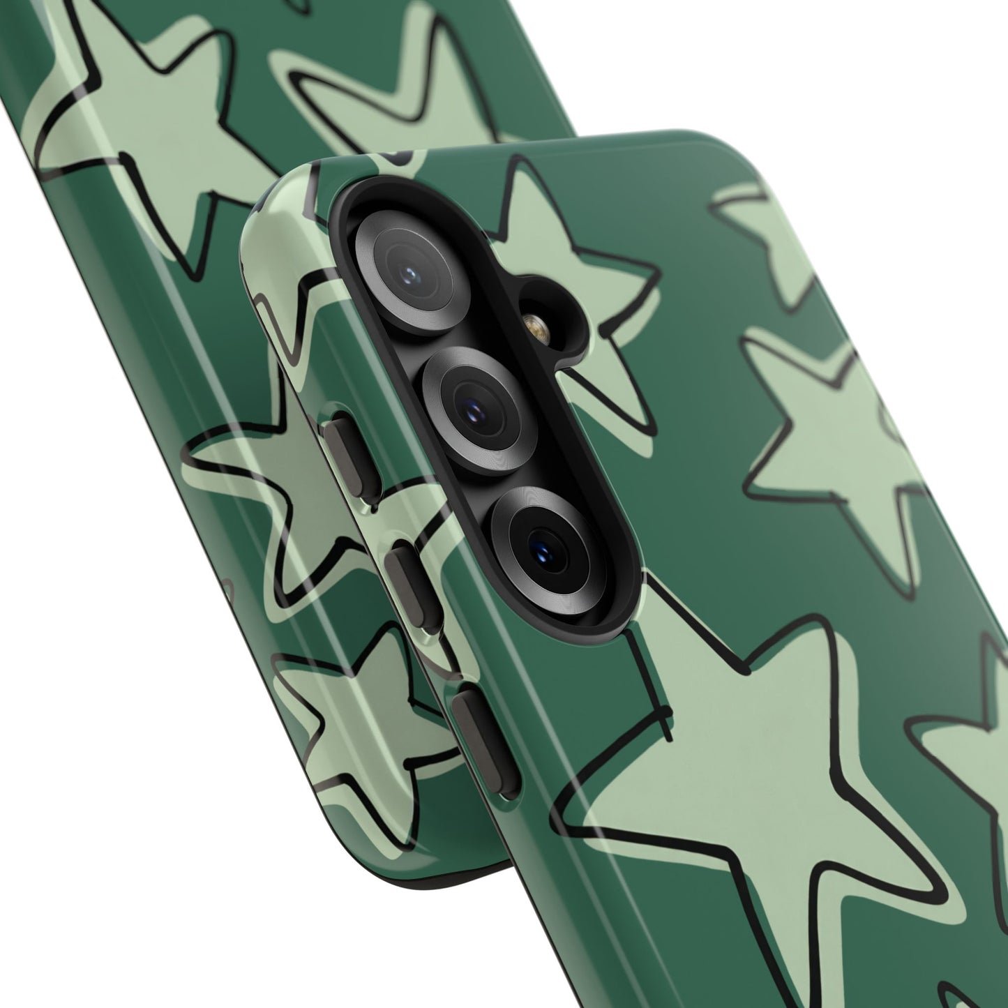 Forest Green Doodle Star Phone Case