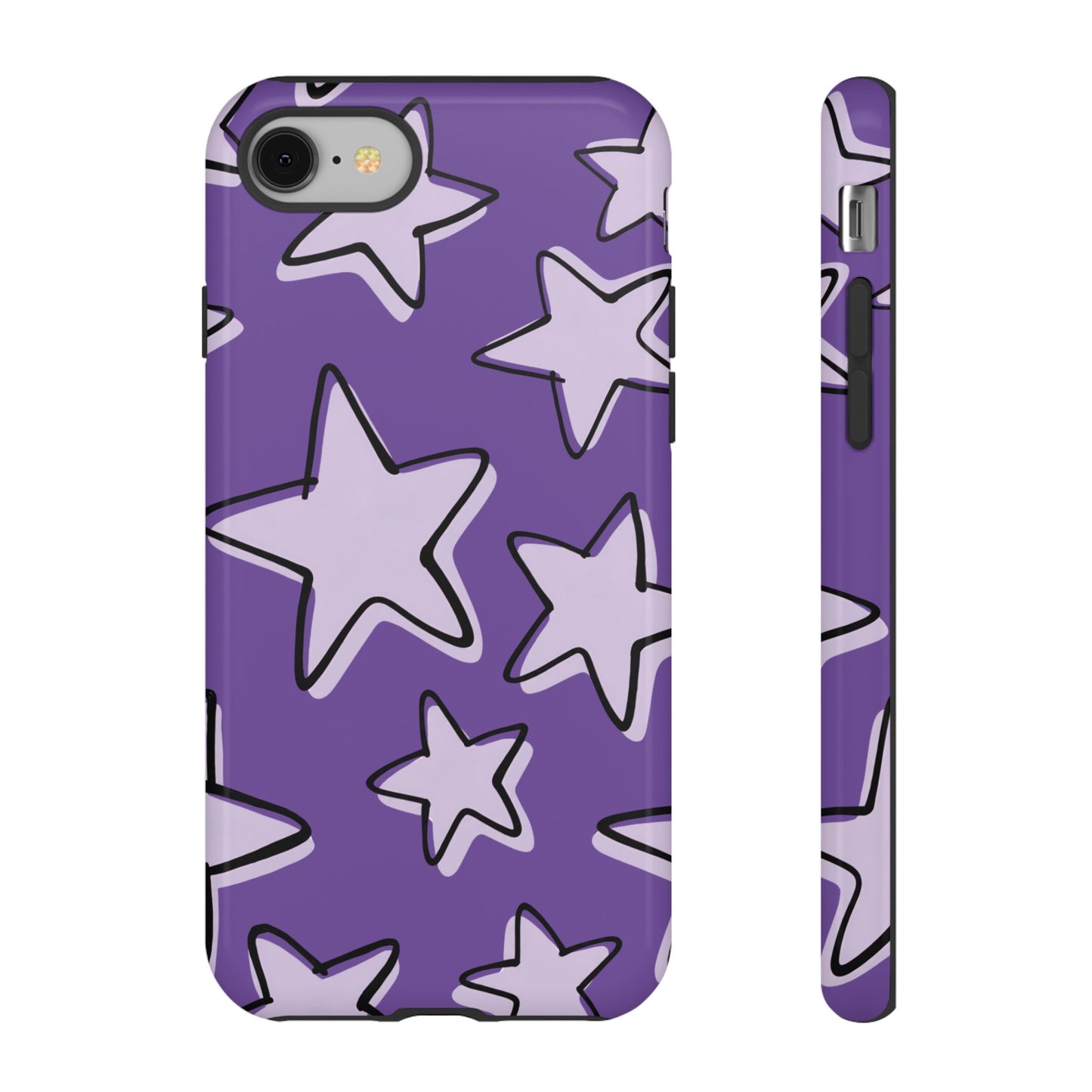 Violet Purple Doodle Star Phone Case