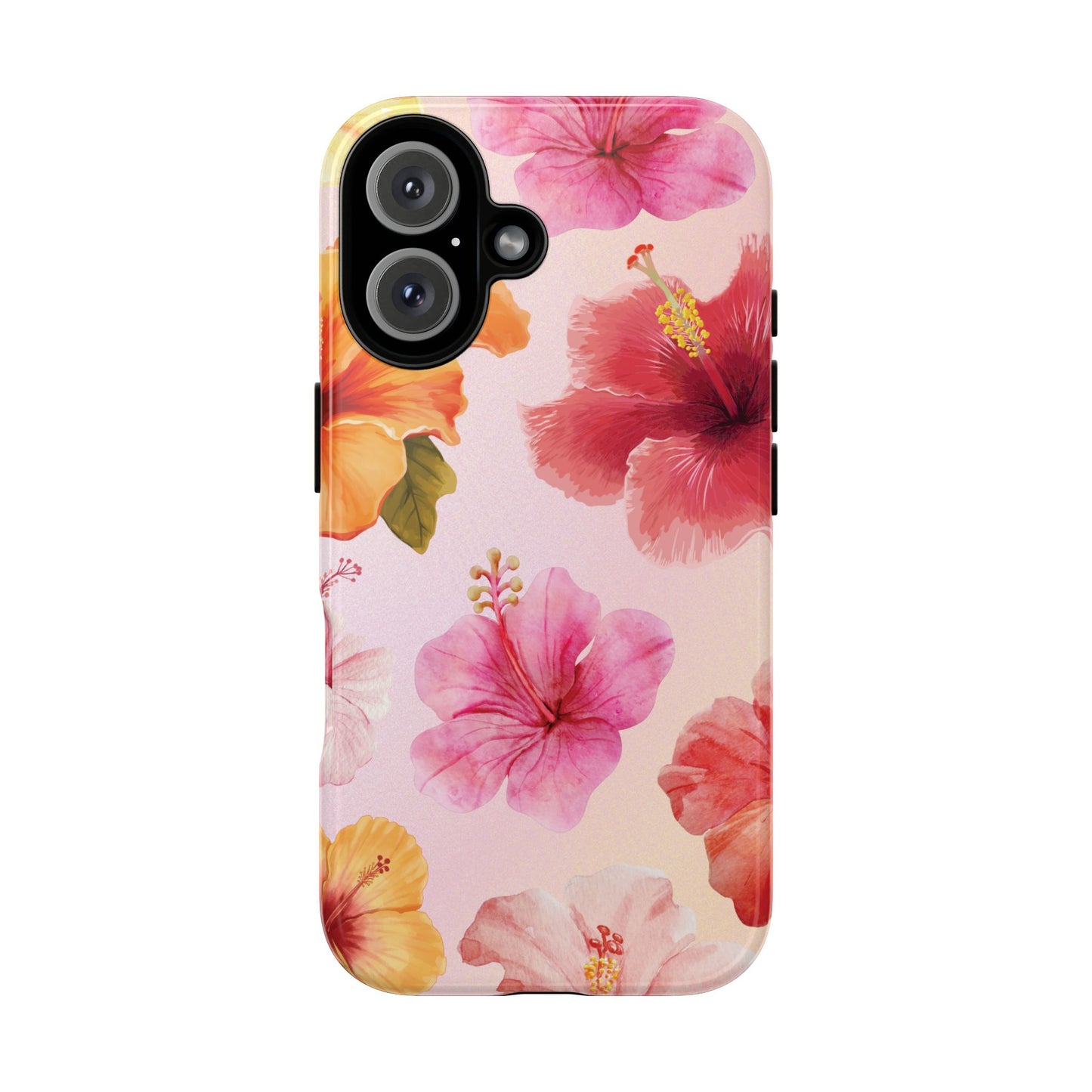 iPhone 16 / Glossy Phone Case - ’Pink Hibiscus Pattern #2’ Phone Case