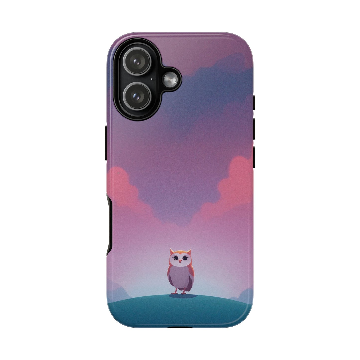 iPhone 17 / Glossy Phone Case - Watercolour Owl & Cloud Design Phone Case