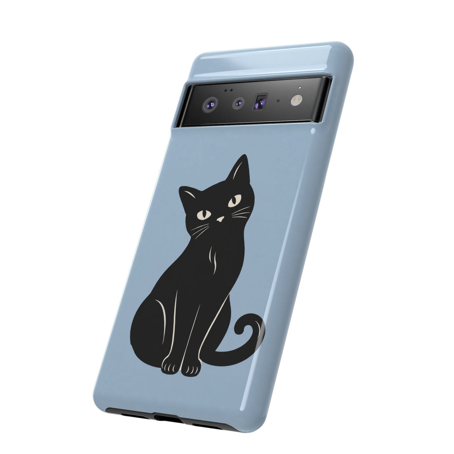 Minimalist Powder Blue & Black Cat Phone Case