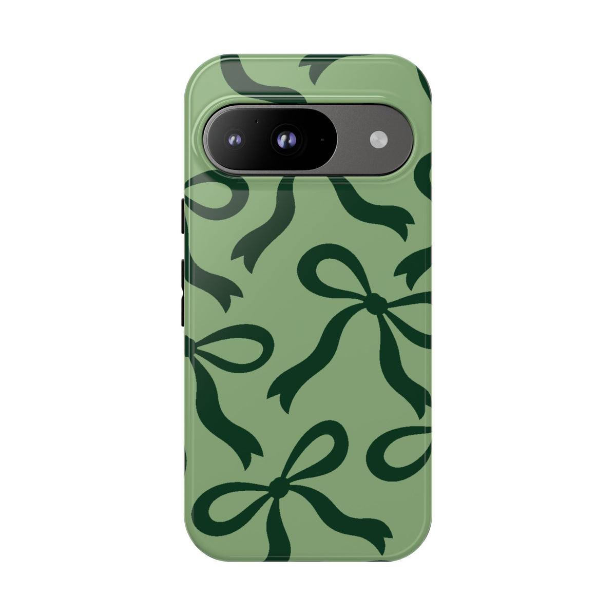 Bold Sage Green and Forest Green Bow Pattern Phone Case - Green Phone Case - Google Pixel 9 / Glossy
