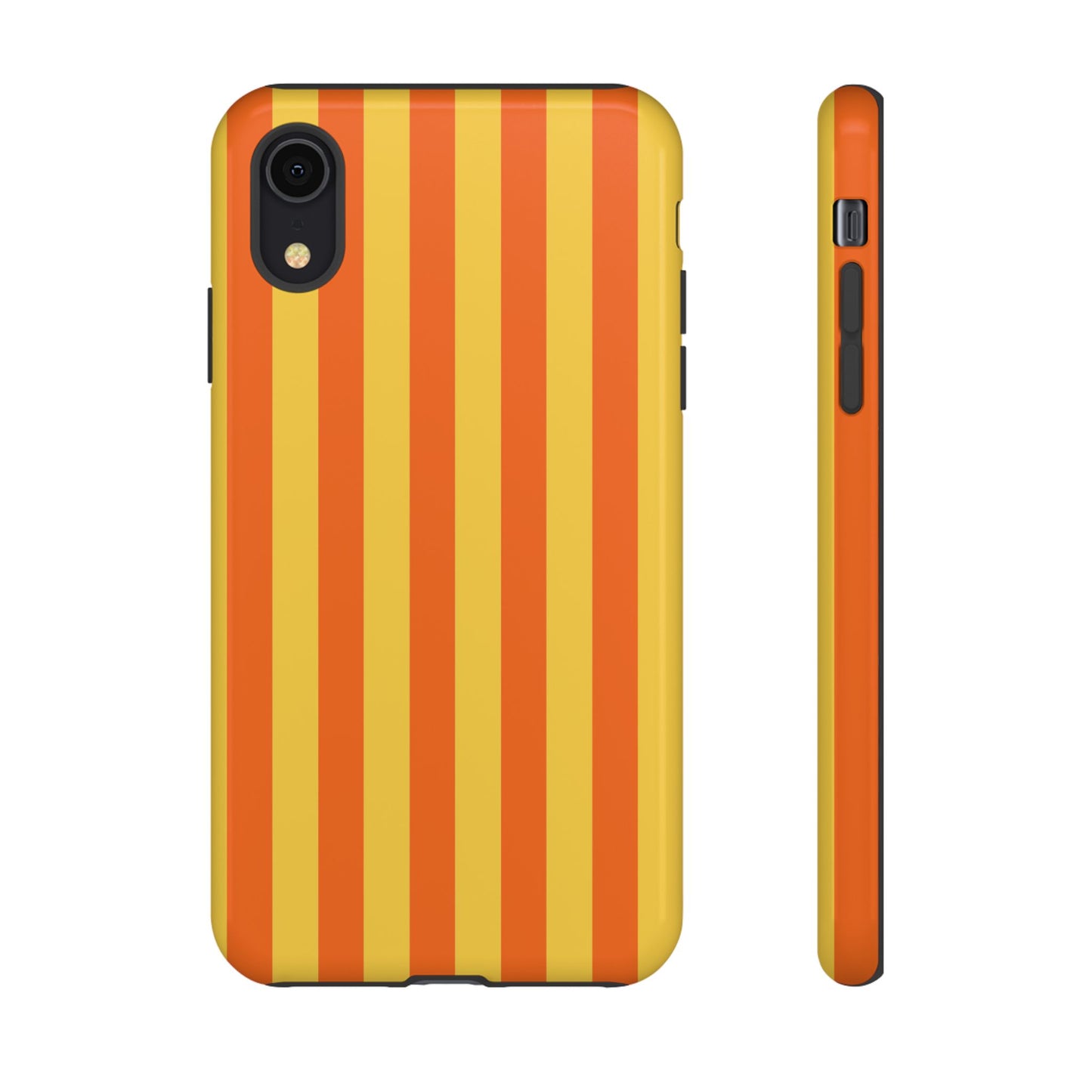 iPhone XR / Glossy Phone Case - Trendy Orange & Yellow Stripe Pattern Phone Case