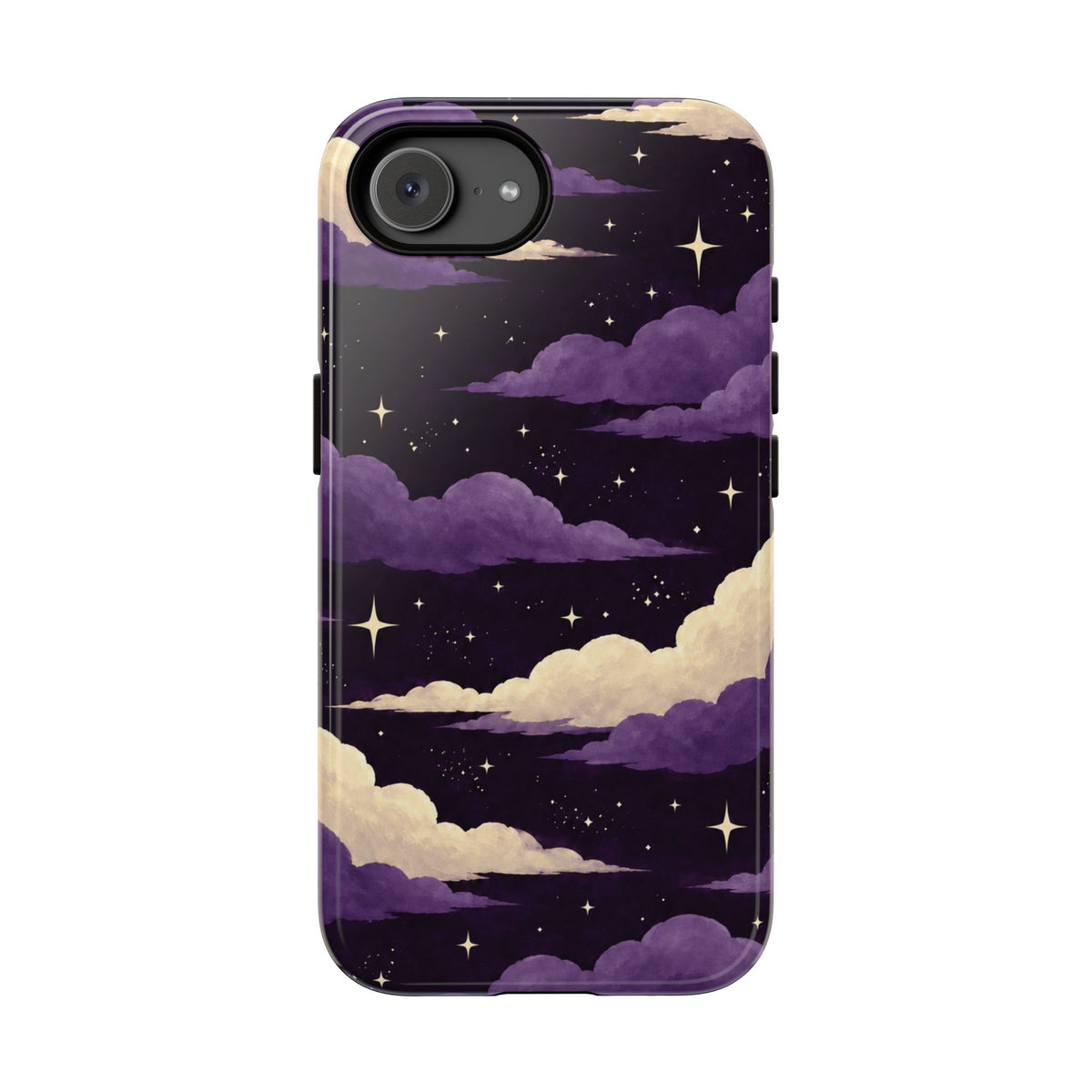 Illustrated Purple Clouds & Stars Phone Case - Purple Phone Case - iPhone 17e / Glossy