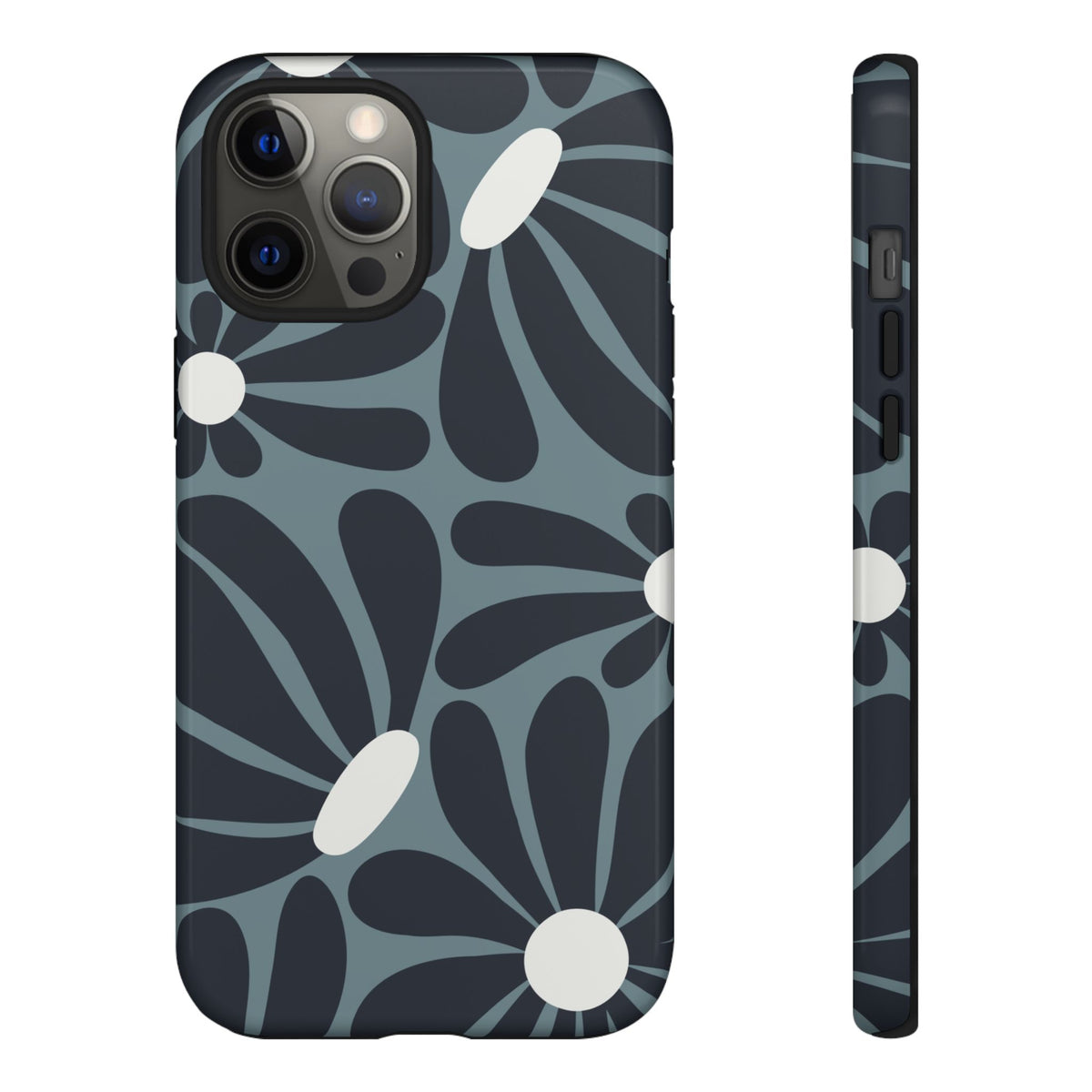 Retro Navy Blue & White Daisy Pattern Phone Case - Blue Phone Case - iPhone 12 Pro Max / Glossy