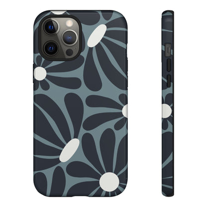 Retro Navy Blue & White Daisy Pattern Phone Case - Blue Phone Case - iPhone 12 Pro Max / Glossy