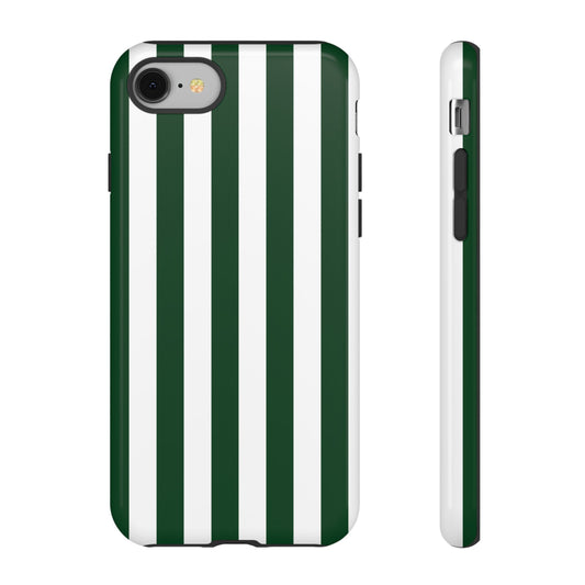 iPhone 8 / Glossy Phone Case - Simple Dark Green & White Stripe Pattern Phone Case