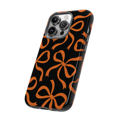 Bold Black and Burnt Orange Bow Pattern Phone Case