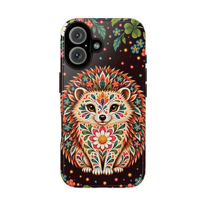 Vibrant Terracotta and Teal Calavera Hedgehog Phone Case - Multicolor Phone Case - iPhone 16 / Glossy