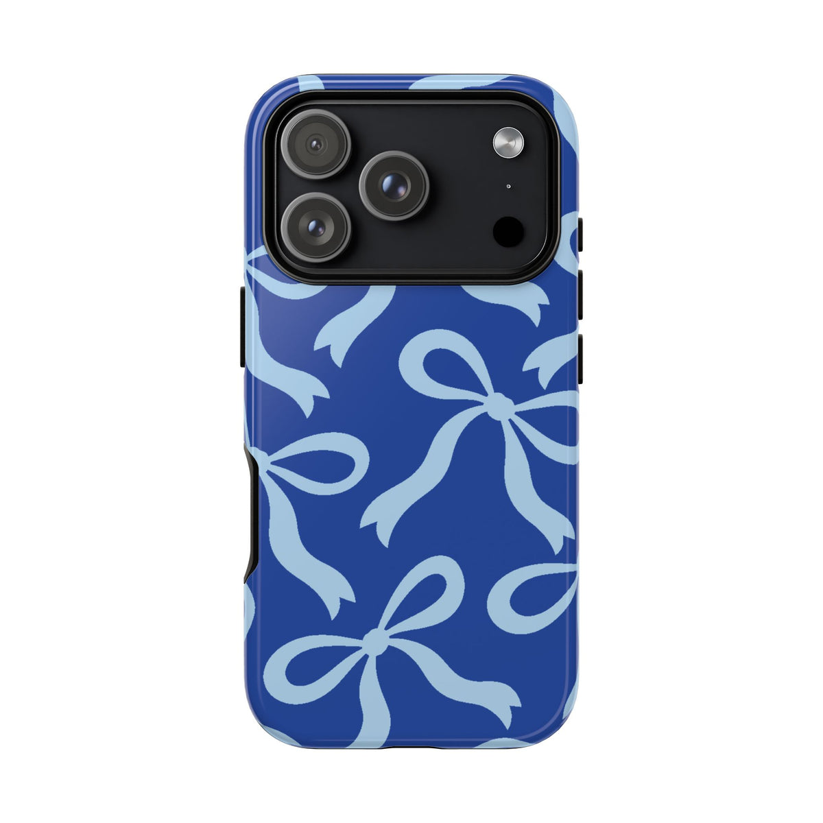 Bold Cobalt Blue and Powder Blue Bow Pattern Phone Case - Blue Phone Case - iPhone 17 Pro / Glossy