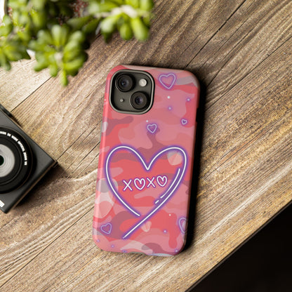Love Heart Neon Camo Phone Case - Pink Phone Case