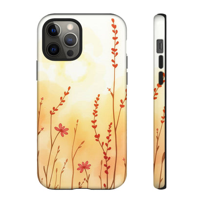 iPhone 12 Pro / Glossy Phone Case - Boho Chic Watercolour Wildflower Dusk Pattern Phone Case