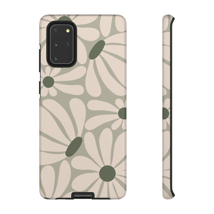 Samsung Galaxy S20+ / Glossy Phone Case - ’Retro Cream & Green Daisy Pattern’ Phone Case
