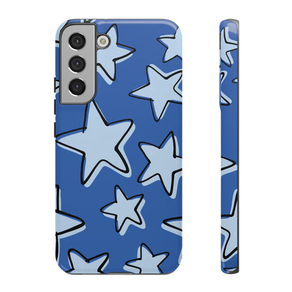 Cobalt Blue Doodle Star Phone Case