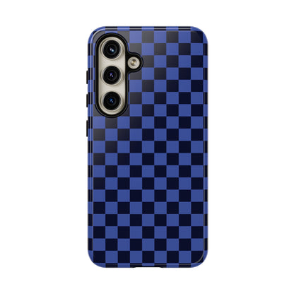 Bold Blue Small Checked Pattern Phone Case - Blue Phone Case - Samsung Galaxy S24 / Glossy