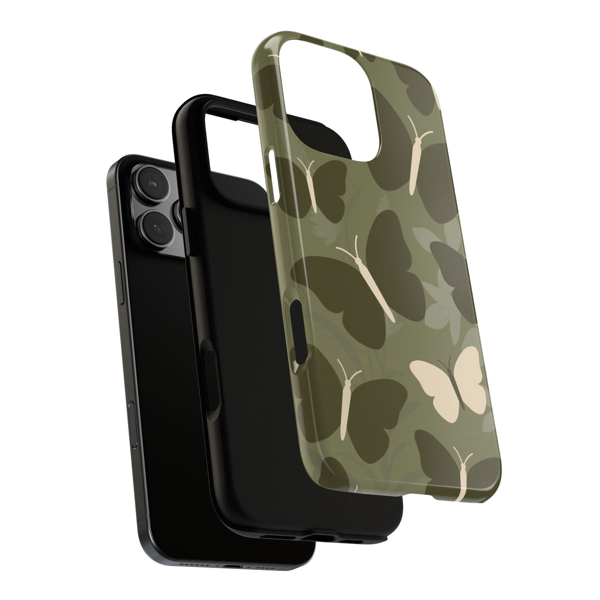 Minimalist Olive Green Butterfly Pattern Phone Case - Green Phone Case