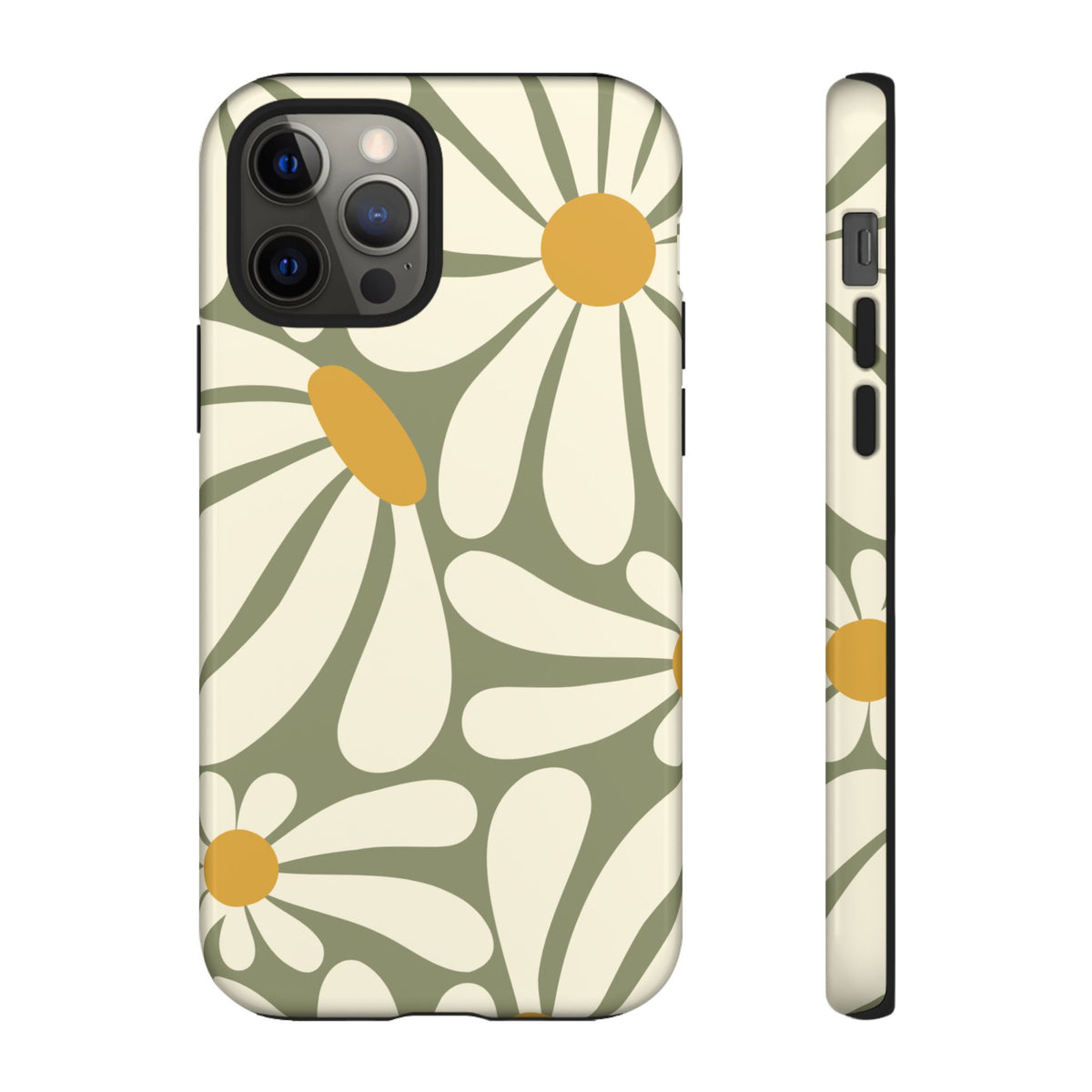 Retro Green Daisy Pattern #1 Phone Case - Green Phone Case - iPhone 12 Pro / Glossy