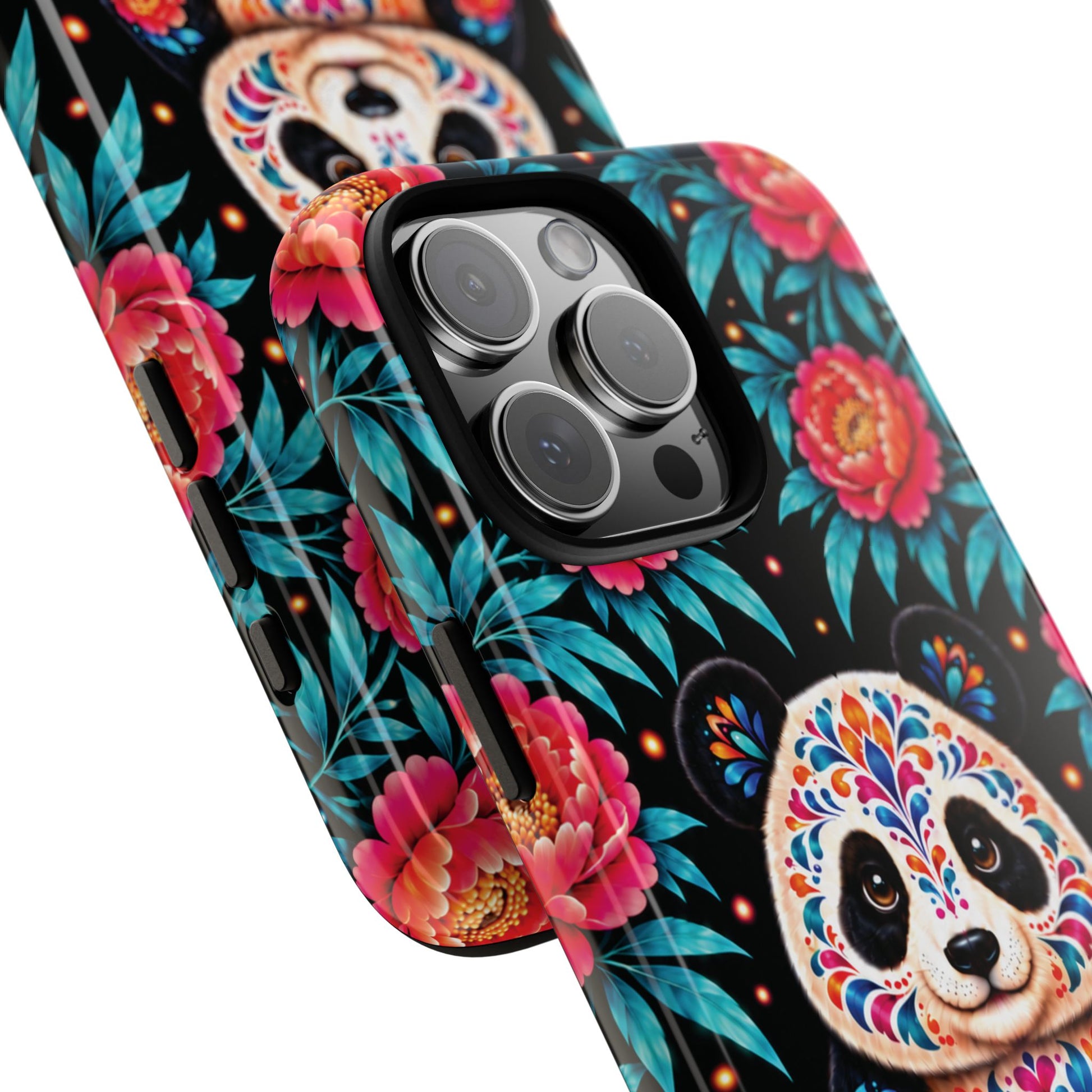 Cute Pink and Turquoise Calavera Panda Phone Case - Multicolor Phone Case