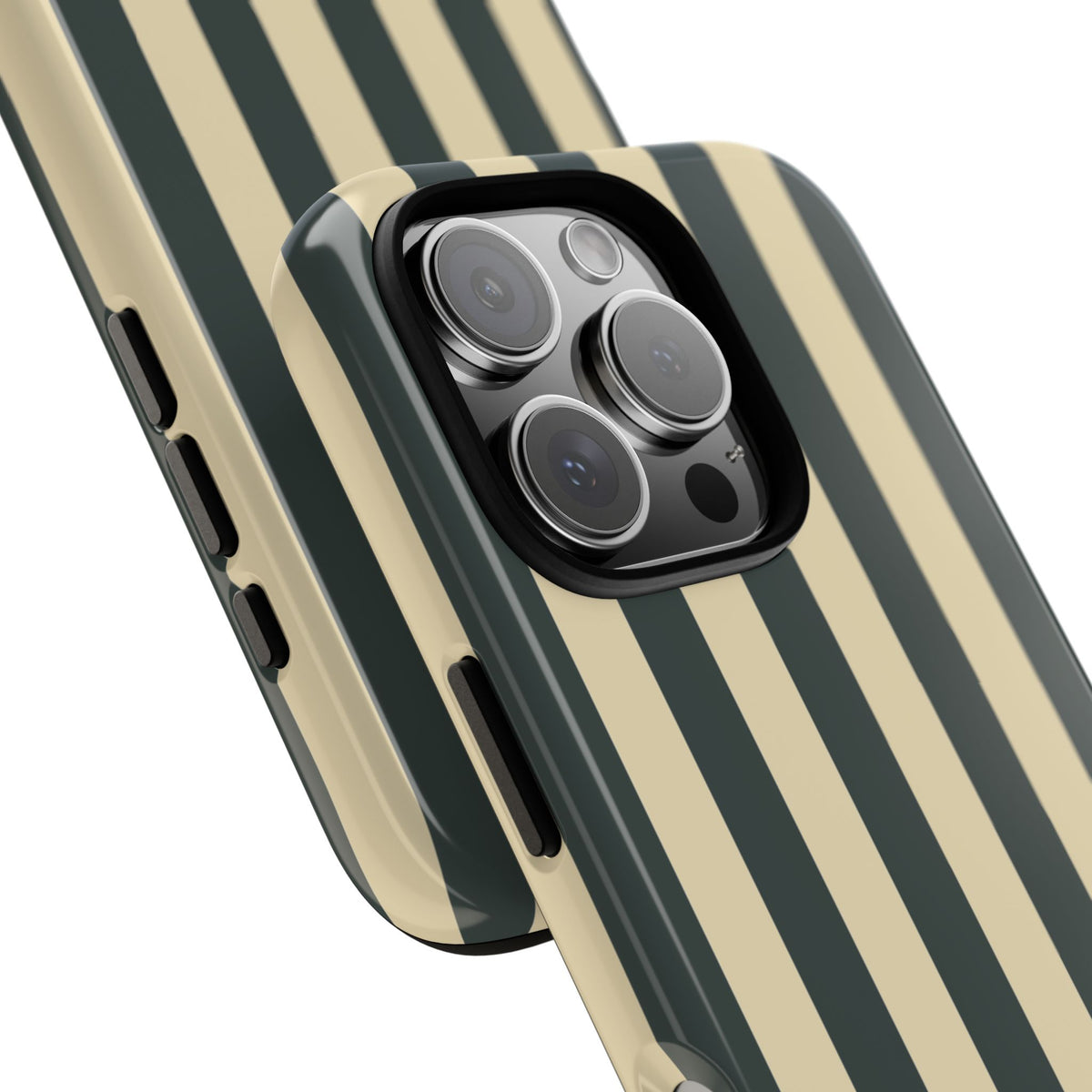 Green & Beige Stripe Pattern Phone Case - Green Phone Case