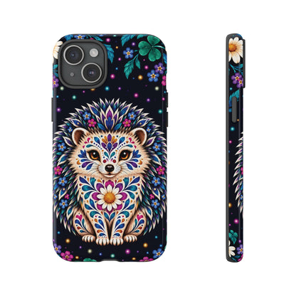 Vibrant Purple and Teal Calavera Hedgehog Phone Case - Multicolor Phone Case - iPhone 15 Plus / Glossy