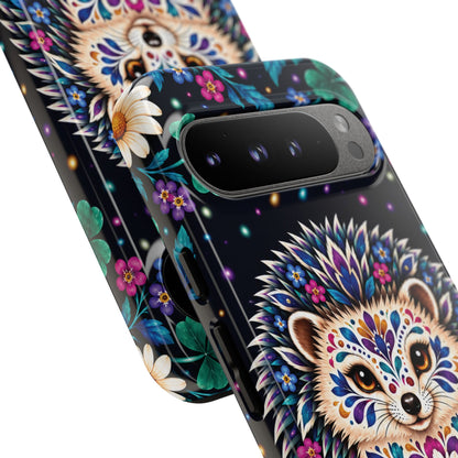 Vibrant Purple and Teal Calavera Hedgehog Phone Case - Multicolor Phone Case