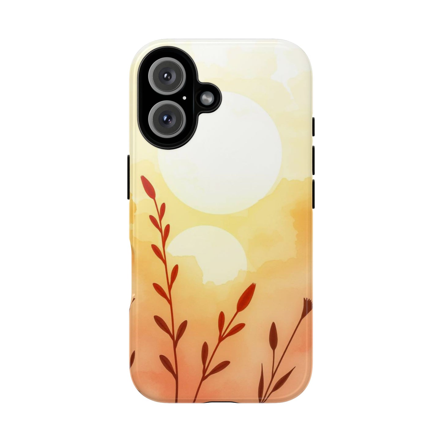 iPhone 16 / Glossy Phone Case - Watercolour Wildflower & Sun Design Phone Case