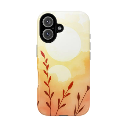 iPhone 16 / Glossy Phone Case - Watercolour Wildflower & Sun Design Phone Case