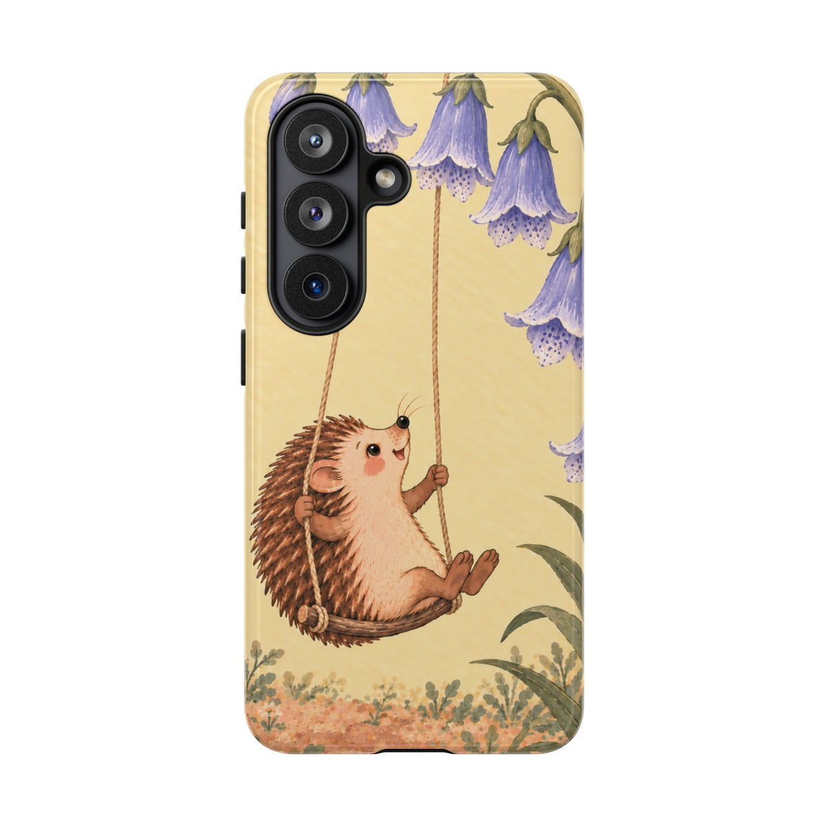 Whimsical Buttercream Hedgehog and Bluebell Phone Case - Yellow Phone Case - Samsung Galaxy S26 / Glossy
