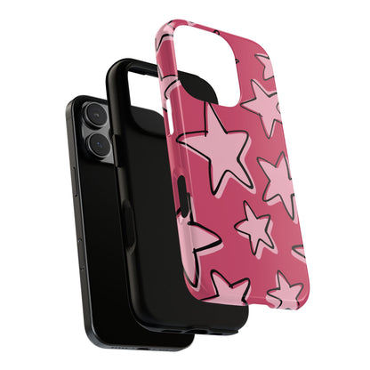 Raspberry Pink Doodle Star Phone Case