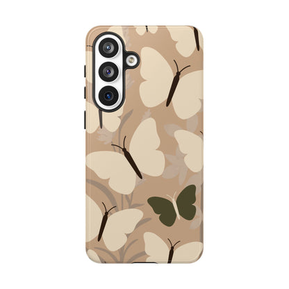 Minimalist Beige Butterfly Pattern Phone Case - Beige Phone Case - Samsung Galaxy S26 Plus / Glossy