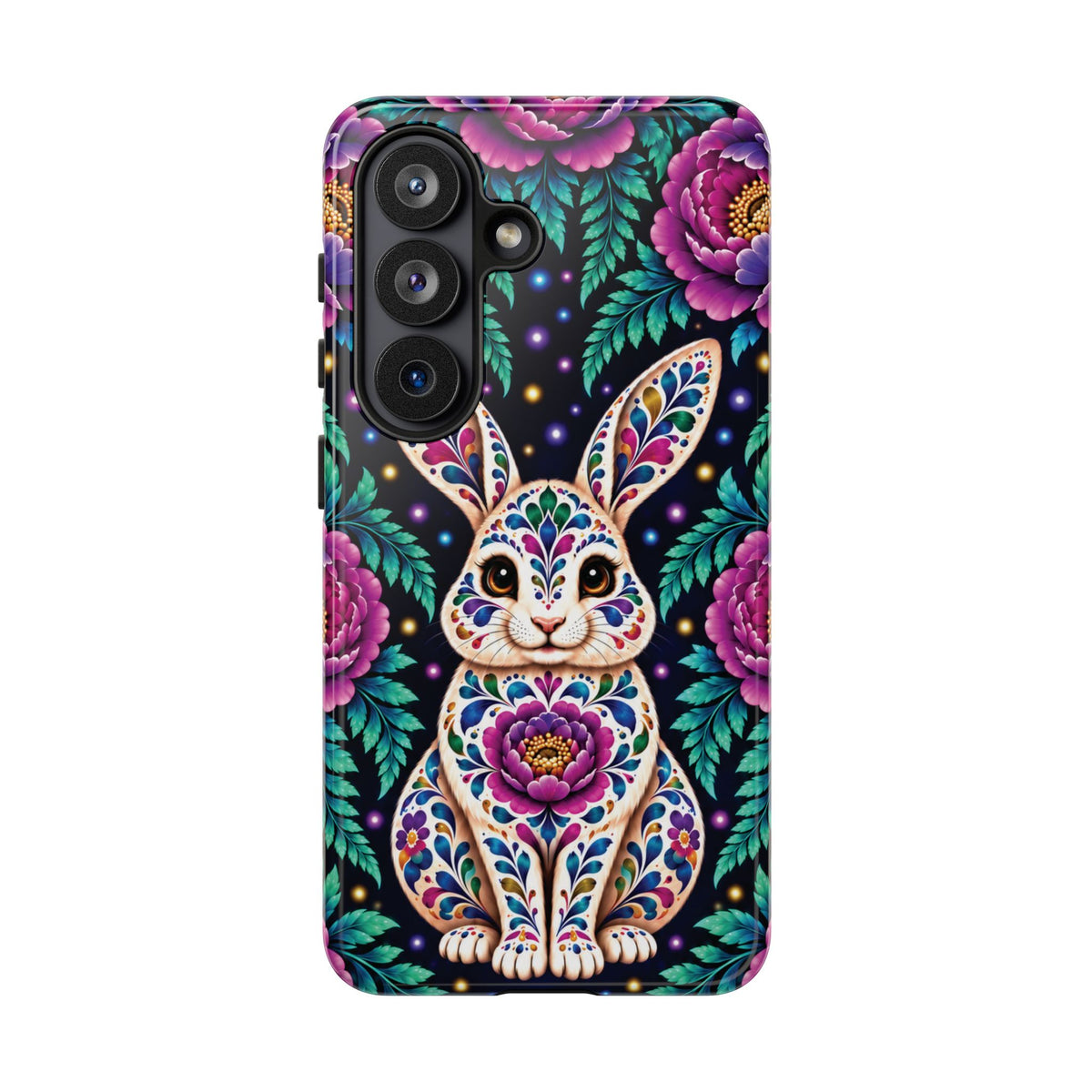 Cute Purple and Teal Calavera Bunny Phone Case - Multicolor Phone Case - Samsung Galaxy S26 / Glossy